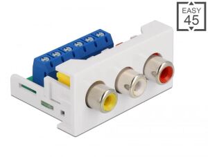 DELOCK Easy 45 Modul 3x Cinch Buchse 22,5 x 45mm