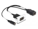 DeLOCK Easy 45 HDMI 4K 60 Hz Modul mit DC Einspeisung 2,1 x 5,5 mm und Kabelpeitsche, 22,5 x 45 mm