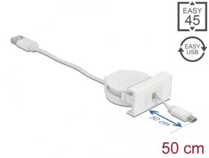 DELOCK Easy 45 Modul USB 2.0 Ausrollkabel USB Typ-A > EASY-USB Typ Micro-B weiß