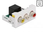 DELOCK Easy 45 Modul 3x Cinch Buchse > RJ45 Buchse 22,5 x 45mm