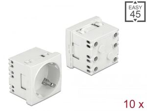 DELOCK Easy 45 Schuko-Steckdose (VPE 10) 45°-Anordnung erweiterbar 45 x 45mm