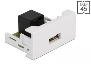 DELOCK Easy 45 Modul USB 2.0 Typ-A Buchse > RJ45 Buchse 22,5 x 45mm