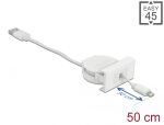 DELOCK Easy 45 Modul USB 2.0 Ausrollkabel USB Typ-A > 8 Pin Lightning ST weiß