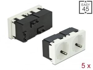 DELOCK Easy 45 Schuko-Steckdose (VPE 5) 2-fach 45°-Anordnung 45 x 45mm