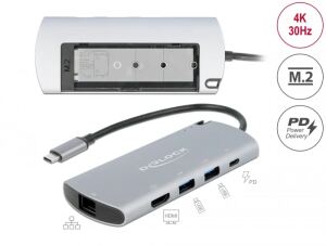 DELOCK USB Type-C Dockingstation mit M.2 Slot - 4K HDMI/ USB/ LAN/ PD 3.0