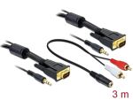 DELOCK Kabel VGA + Sound ST/ ST 3,0m