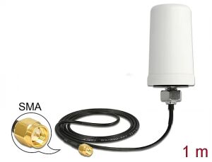 DELOCK GSM/ UMTS Antenne SMA ST 0,7 - 1,6dBi ULA100 weiß 1,0m