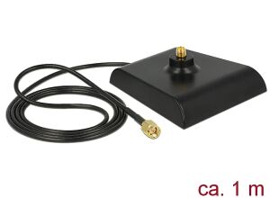 DELOCK Antennenfuß SMA ST > SMA Buchse low loss schwarz 1,0m