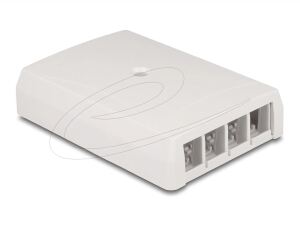 DELOCK Keystone Leergehäuse Aufputz 4-Port für Glasfaser und Netzwerk weiß