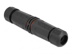 DeLOCK Kabelverbinder für Außenbereich 4 Pin, IP68 wasserdicht, schraubbar, Kabeldurchmesser 4,5 - 7,5 mm schwarz
