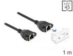 DeLOCK Netzwerk Verlängerungskabel für Easy 45 Modul S/FTP RJ45 Buchse zu RJ45 Buchse Cat.6A 1 m schwarz
