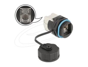 DELOCK Kabelverbinder RJ45 Buchse > Cat.6A LSA blau wasserfest