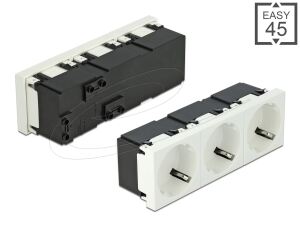 DELOCK Easy 45 Schutzkontakt-Steckdose 3-fach 45°-Anordnung 45 x 45 mm