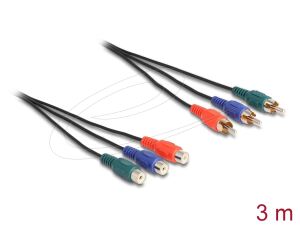 DELOCK Cinch RGB Verlängerungskabel 3x Stecker > 3x Buchse 3m