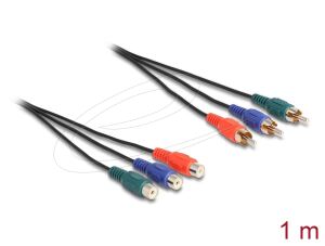 DELOCK Cinch RGB Verlängerungskabel 3x Stecker > 3x Buchse 1m