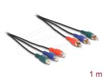 DELOCK Cinch RGB Verlängerungskabel 3x Stecker > 3x Buchse 1m