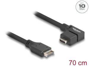 DELOCK USB 10Gbps Kabel Typ-E Key A 20 Pin ST > USB-C BU gewinkelt 0,7m