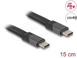 DeLOCK USB 40 Gbps FPC Flachbandkabel USB Type-C zu USB Type-C 15 cm PD 3.0 100 W E-Marker