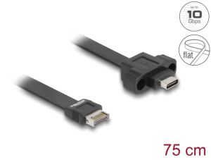 DELOCK USB 10Gbps Flachbandkabel Typ-E Key A 20 Pin ST > USB-C BU Einbau 0,75m