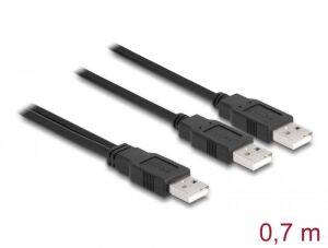 DELOCK Kabel USB 2.0 Typ-A > 2x Typ-A 0,7m