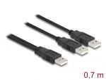 DELOCK Kabel USB 2.0 Typ-A > 2x Typ-A 0,7m