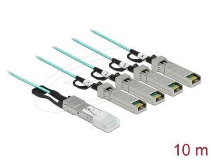 DELOCK Aktives Optisches Kabel QSFP+ zu 4x SFP+ 10m