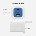 Targus HyperJuice Flex Netzteil GaN 65W 2x USB-C blau