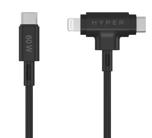Targus HyperJuice Ladekabel 60W USB-C auf USB-C/Lightning Silikon 1,5m schwarz