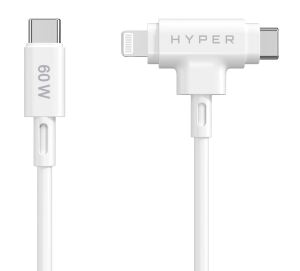 Targus HyperJuice Ladekabel 60W USB-C auf USB-C/Lightning Silikon 1,5m weiß