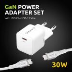 Intenso Power Adapter W30C GaN + C315C 1x USB-C + USB-C Kabel 30 Watt weiß 1,5m