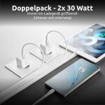 Intenso Power Adapter W30C GaN Doppelpack 2x je 1x USB-C GaN 30 Watt weiß