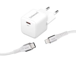 Intenso Power Adapter W30C GaN + C315L 1x USB-C + USB-C > L Kabel 30 W weiß 1,5m