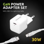 Intenso Power Adapter W30C GaN + C315L 1x USB-C + USB-C > L Kabel 30 W weiß 1,5m