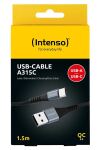 Intenso A315C USB-C Lade-/Datenkabel, 1,5m, Schnellladen bis 60 Watt, schwarz