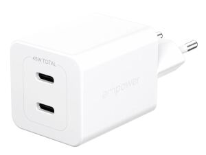 empower by PanzerGlass Turbo 45W Charger inkl. 2x USB-C EU Plug silver white