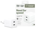 empower by PanzerGlass Turbo 45W Charger inkl. 2x USB-C EU Plug silver white