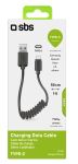 SBS Lade-/Datenkabel USB-A auf USB-C 17cm bis 50cm Spiralkabel schwarz