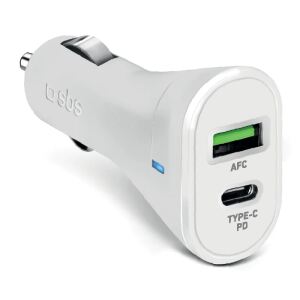 SBS KFZ-Ladegerät 1x USB-C PD 20W 1x USB-A weiß
