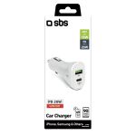 SBS KFZ-Ladegerät 1x USB-C PD 20W 1x USB-A weiß
