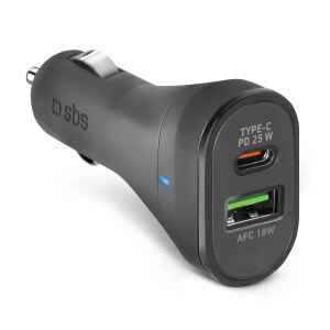 SBS KFZ-Ladegerät USB-C 25W + 1xUSB-A 18W schwarz