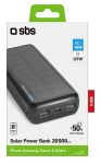 SBS Powerbank mit Solarpanel 20.000mAh Fast Charge schwarz