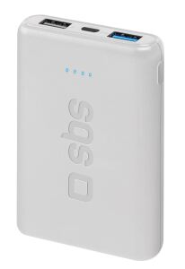 SBS Powerbank Pocket Line 5.000 mAh 2x USB 2.1A + 1A inkl. Micro-USB Kabel weiß