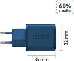 SBS Mini Ladegerät GaN USB-C PD 20W blau