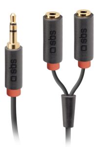 SBS Klinkenkabel Splitter 3,5mm-Stecker > 2x 3,5mm Buchse 0,2m schwarz