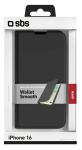 SBS Wallet Stand Case in PU für iPhone 16 black