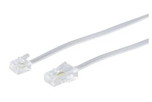 Modularkabel RJ ISDN-Western-Stecker 8/4 > Western-Stecker 6/4 weiß 6,0m