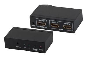 HDMI Switch 2x IN 1x OUT 4K2K 3D Metallgehäuse VER1.4 schwarz