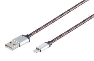 8-Pin Ladekabel USB-A-Stecker > 8-Pin Stecker Nylon braun 0,3m