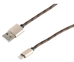 8-Pin Ladekabel USB-A-Stecker > 8-Pin Stecker Nylon braun 0,9m