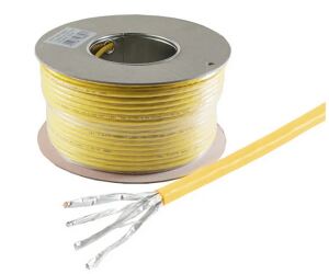 Netzwerkkabel LAN Verlegekabel Cat. 7A+ S/FTP PIMF Halogenfrei gelb 100,0m